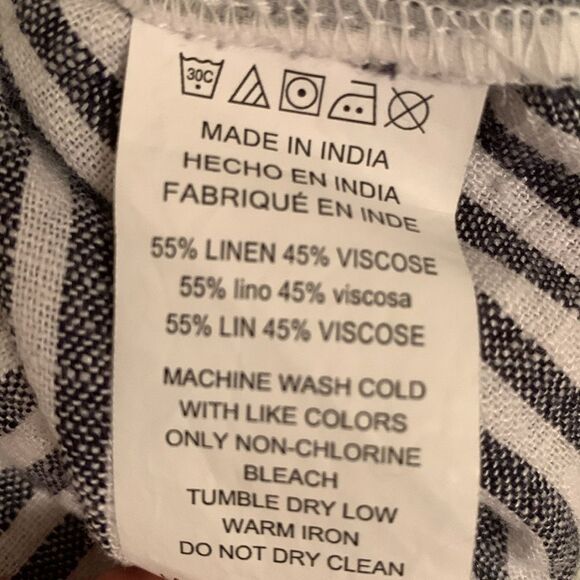 Michael Kors Navy and White Striped Women’s Shirt Tunic Linen Blend Size 1X - Picture 8 of 8